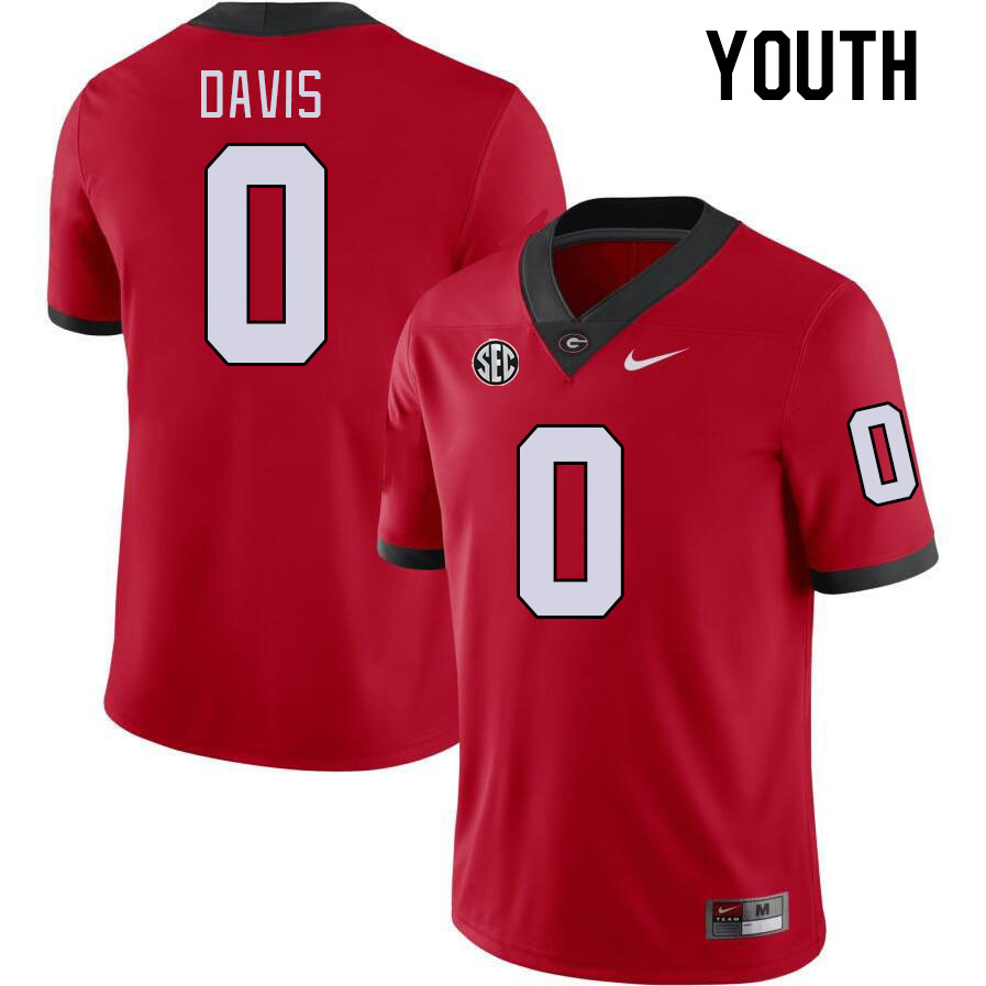 Youth #0 Rian Davis Georgia Bulldogs College Football Jerseys Stitched-Red